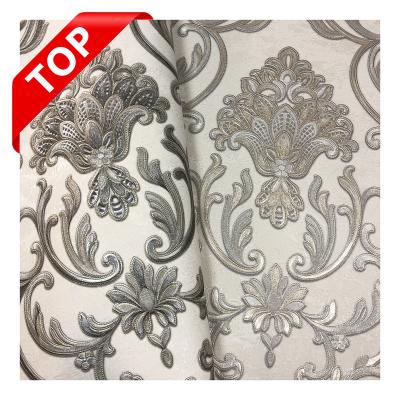 China Classic Pattern 1.06M Damask Design Size Vinyl Korean Waterproof PVC Wallpaper Modern Wallpaper for sale