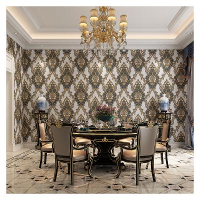 China Huge Availability Stock Factory Wholesale Damask Wallpaper PVC Embossed 1.06m Wallpaper For Home Decorative for sale