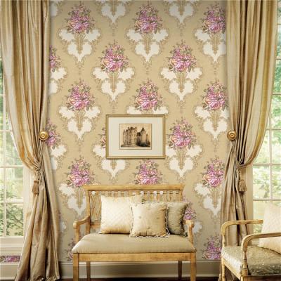 China Huge Stock Availability Home Decoration PVC Vintage Flower Wallpaper Rolls Beautiful Floral Vinyl Wallpaper for sale