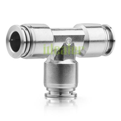 China Garment Shops 1/4 Inch Tube Fittings Stainless Steel Union Tee Material Pneumatic Fittings SS316L for sale