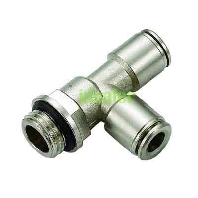 China Garment Shops 6mm Pneumatic Fittings 6mm Tee Brass Male Run Pneumatic Push To Connect Tube Fittings for sale