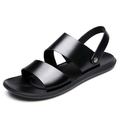 China Other Costom High Quality Leather Men's Casual Spring Slippers Flat Casual Sandal for sale