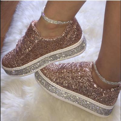 China Other Other Fashion Autumn Women Flat Big Size Sneakers Ease Plus Platform Diamond Shoes Women Casual Shoes for sale