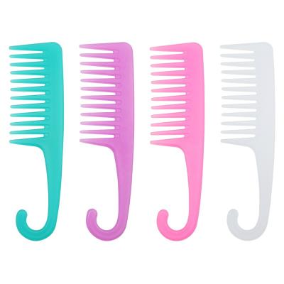 China For Home Use Color Curved High Quality Transparent Curved Long Hair Plastic Smooth Wide Tooth Comb Wide Waves Smooth Hair Comb for sale