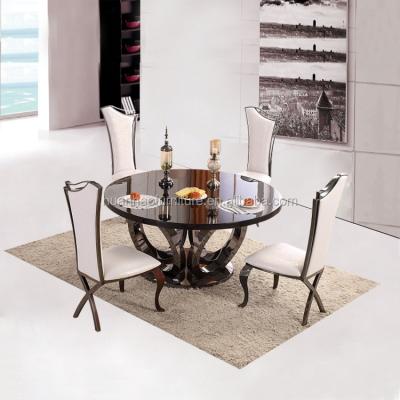 China DINING TABLE Foshan Furniture Factory Stainless Steel Marble Top Round Leg Center Table for sale