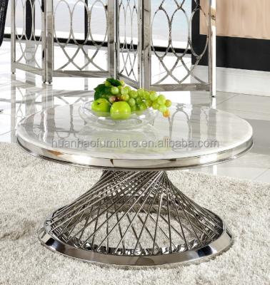 China Modern Elegant Stainless Steel Porcelain Furniture Bird's Nest Marble Top Coffee Table/Center Table Design for sale