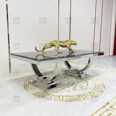 China Modern adjustable frame modern marble silver metal silver metal living room furniture factory price coffee table top (other) coffee table top set for sale