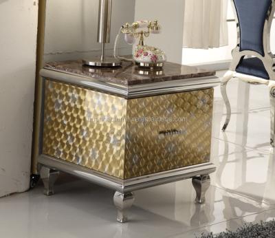 China Modern Luxury Classic Popular Square Marble Frame Metal Side Table ST0O5 for sale