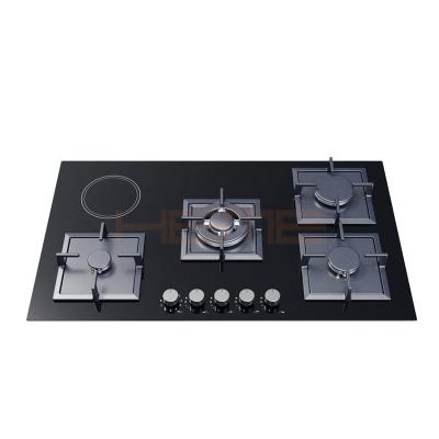 China Hot Selling Popular Cooktop 5 Burner Tempered Glass Black Tempered Glass Appliances Kitchen Household Built-in Combination Hob for sale