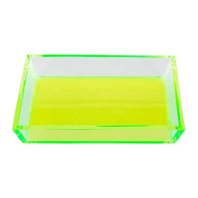 China Luxury Judaica Clear Acrylic Soap Dish With Green Lucite Bottom for sale