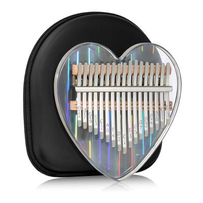 China Musical Instruments Heart Shape 17 Key Kalimba With Hard Acrylic Case And Accessories Kalimba For Beginners Mini Transparent Thumb Piano for sale