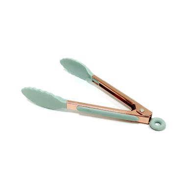 China Viable Stainless Steel 7 Inch Mini Serving Tongs with Small Tongs Rose Gold Plated Appetizers Tongs for Kitchen Tea Party for sale