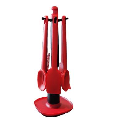 China Sustainable Novelty Grade 7 Silicone Kitchen Utensils Set Include Rotating Rack, Silicone Cooking Instruments Bakeware for sale