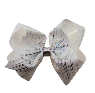 China The new eco-friendly candy style hanger popular 8 inch big hair bows with ribbon printing meteor fashion hair bow for sale