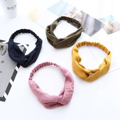 China Fashion& Handmade retro women's colorful twisted knotted hair accessories ladies wrap turban headband six color elastic headband for sale