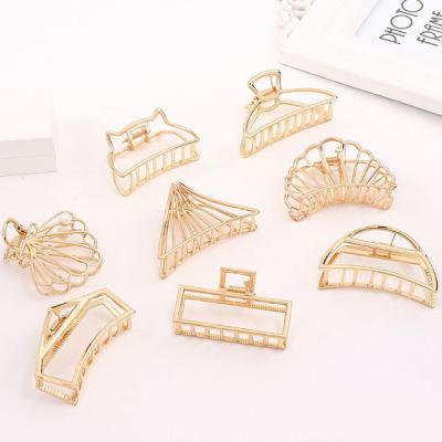 China Popular border Korean version of the hair clip alloy plating back main hook fashion simple women's shark cli clip of the big for sale