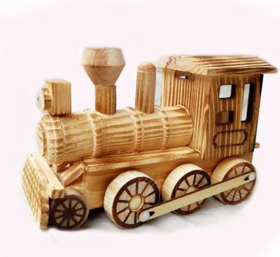 China European Style Wooden Steam Locomotive Children's Toy Locomotive Model Ornaments for sale