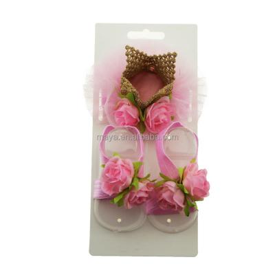 China 2018New Bebes Hot Sale Baby Hair Eco-friendly Baby Flower Footband Infant Headband 3pc Set Headwear Headband Accessories for sale