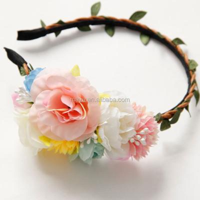 China 2016 Hot-sales Big Flower Plastic Flower Hair Band Tire Bride Wreath Photographic Children's Hair Accessories for sale