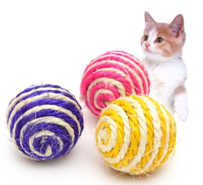 China Handmade Manufacturer Wholesale Bite Resistant Multi Color Sisal Ball Cat Interactive Chew Toy Balls Pet Toys for sale