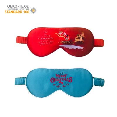 China 100% Digital Printed Eye Mask Mulberry Silk Breathable Custom Silk Eye Mask Christmas Gift Logo Sleep Mask for sale