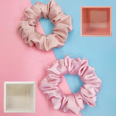 China Hot sale fashion sale color satin scrunchies hair scrunchies set handmade elastic hair scrunchies pure for sale