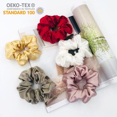 China Hot Selling 5cm Hair Scrunchies 16mm/19mm/22mm Logo Custom Made 100% Pure Silk European And American Hair Ties Natural Comfortable for sale