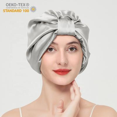 China Fashion Factory Supplier Adjustable Double Layer Elastic Sleep Band Wrap Eco Friendly Silk Turban 100 Pure Silk Hood for sale