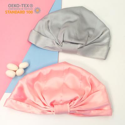 China Popular Style Pink Silk Rectangular Headband Night Cap 6A Fashion Night Hair Silk Hood for sale