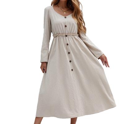 China Breathable the new autumn khaki long sleeve casual dress for sale