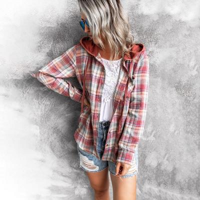 China 2021 New Arrival QUICK DRY women's casual jacket plaid coat hoodie oversized shacket tops drop for sale