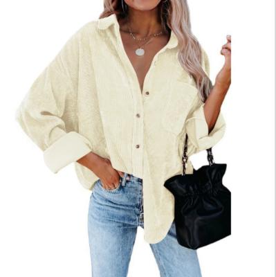 China Ins Breathable Hot Sale Plus Size Corduroy Women's Casual Fashionable Jacket Shacket Tops for sale