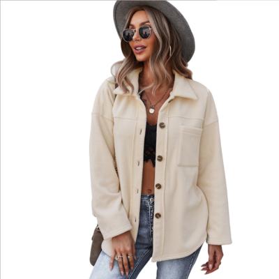 China 2021 Autumn Boutique Breathable Best Selling Fashionable Casual Long Sleeve Shacket Jacket Woolen Coat For Women for sale