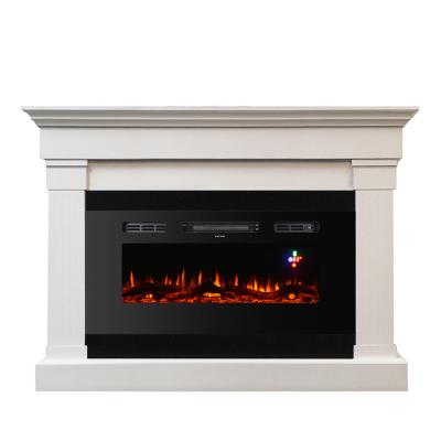 China Indoor White Fireplace Mantel Rack Fire Place Electric Decor TV Heater With Led Flame for sale