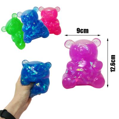 China Playing Amazon Glitter Foil Squeeze Choke Balls Hot Selling Jumbo Bear Shape Anti-stress Ball Gift For Kids for sale