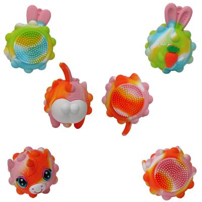 China 2022 factory sale newest design direct pop silicone push trigger ball silicone squishy snap with brush for sale