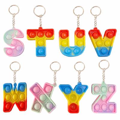 China Silicone Push Bubble 26 Letters Key Chains Sensory Toys Stir Plastic Noise Toys Relaxation Shaker Promotion Gift Toys for sale