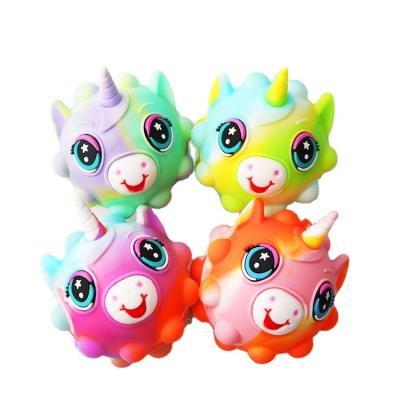 China Wholesale Funny Educational Toy 3D Unicorn Push Pop Fidget Sensory Ball Relaxing Jumping Toys Jump Toy For Kids for sale