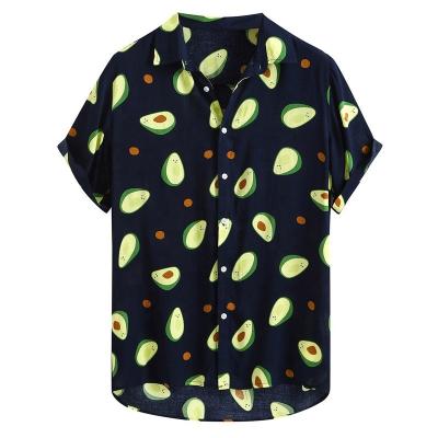 China Avocado Print Shirt Beach Breathable Funny Shirt Turn Down Collar Hawaiian Shirt for sale