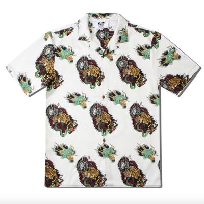 China Fashion Breathable Mens Short Sleeve Custom Printed Dragon Tiger Hawaiian Shirt for sale