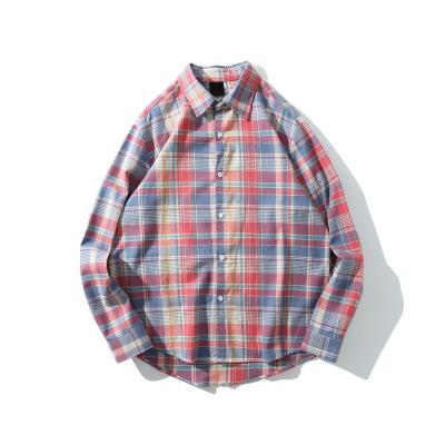 China Style Breathable Oversized Plaid Shirts Flannel Plaid Shirts For Men for sale