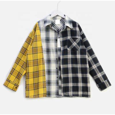 China Hip Hop Color Contrast Plaid Shirt Women's Breathable Blouse And Tops for sale