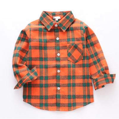 China Sustainable Hot Sale 100% Cotton Plaid Children Shirts Boy Kids Flannel Shirt For 2-12 Years for sale