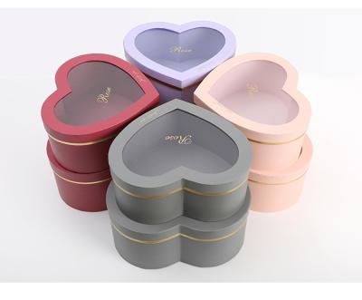 China Wholesaler Handmade PVC Heart Shape Window Gift Box - 2pcs/set Flower Gift Box for sale