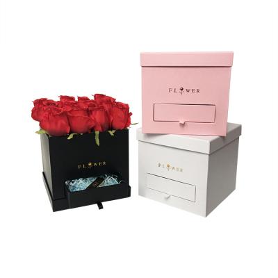 China Recycled Materials Wholesale Flower Box Square Gift Box Flowers Gift Box With Drawer for sale