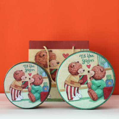 China Recyclable Customized Christmas Round Tin Box For Cookie Packaging Candy Tin Box Chocolate Tin Box for sale