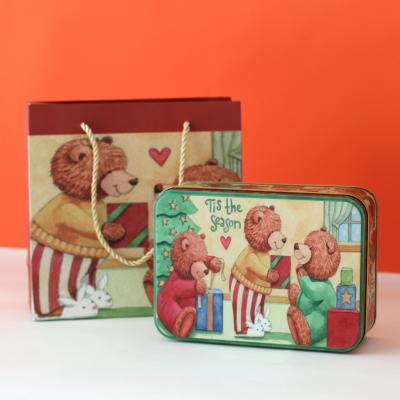 China Factory Direct Wholesale New Design Christmas Cookie Recyclable Tin Box Cute Gift Tin Box for sale