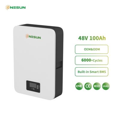 China Home Appliances Onesun Household Energy Storage Battery Lifepo4 48V 100Ah Wall Mounted Battery for sale