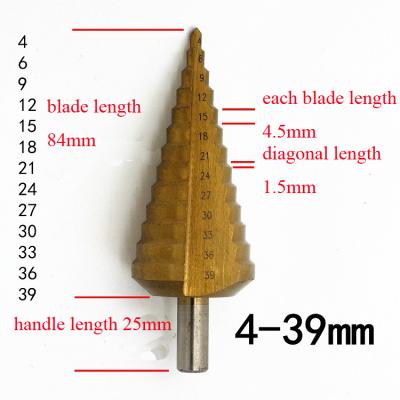 China Metal Drilling Triangle Shank HSS Step Drill Bit Triangle Shank For Metal Drilling 4--39mm for sale