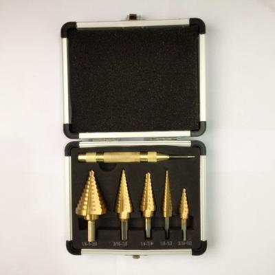 China Make Hole Step Drill Set Reinforcement Porous Drill Center Punch Drills For Sheet Metal With Aluminum Case for sale